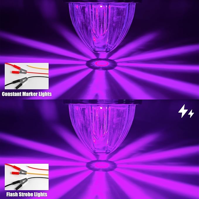 BJZ 4Pcs Purple Watermelon LED Strobe+Constant Marker Lights Dual Function Watermelon-Shaped Side Marker Clearance Tail Top Cap Roof Lights for Trailer Truck Semi-Trailer Heavy-Duty Truck Bus Van