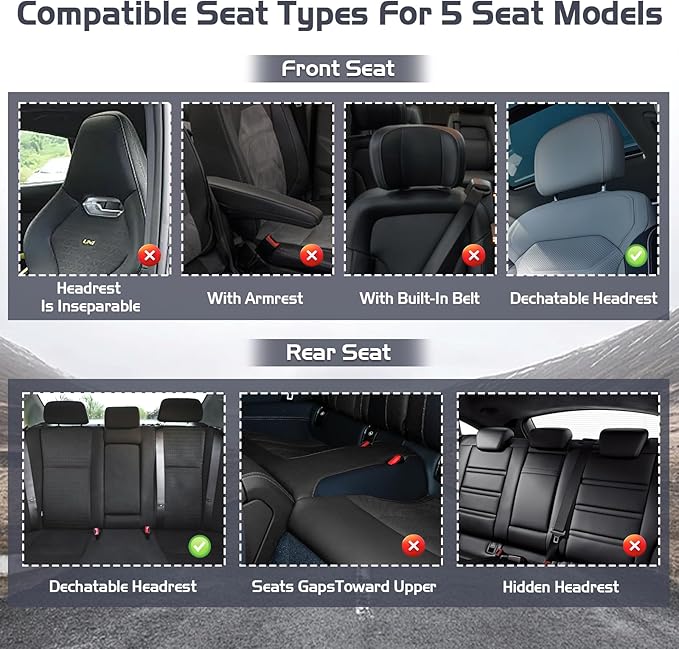 Truck Seat Covers for GMC Sierra 2500 2007-2026, Waterproof Premium Leather Full Coverage Car Seat Cover, Muscle Sport Style Auto Interior Seat Cover Sets (Full Set/Black)