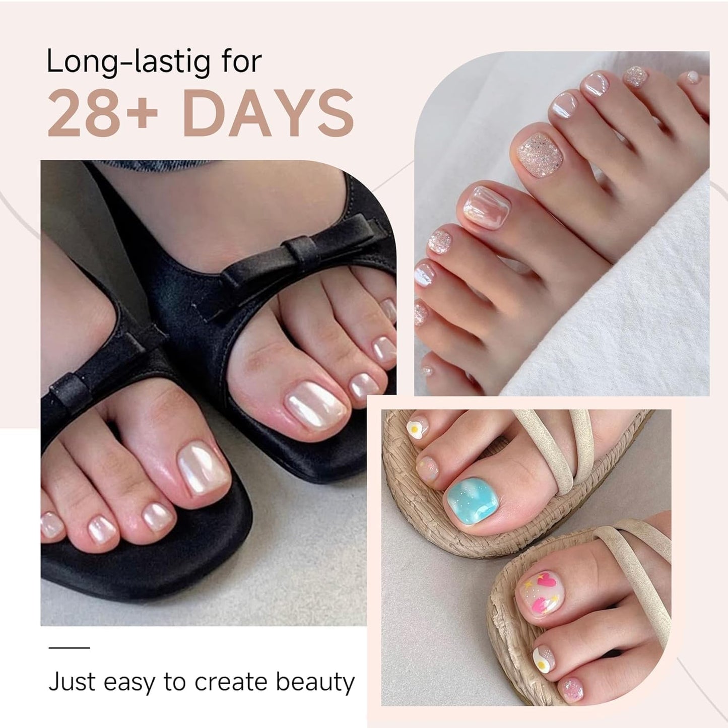 UNA GELLA Square Toe Nail Tips | 504 Pcs Soft Gel Full Cover | DIY Pedicure