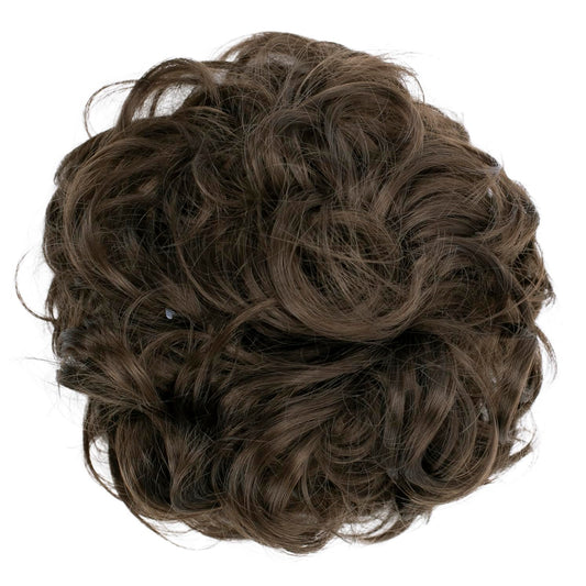 Caisha Big Hairpiece Scrunchy Updo Bridal Hairstyle Curly Messy Bun Brunette G5E