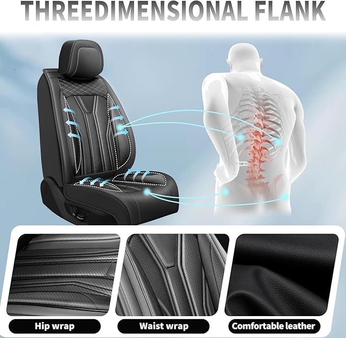 Fit Sentra Car Seat Covers Compatible with Nissan Sentra 2001-2025 2026 - Full Set Premium Leather， Waterproof Breathable， All-Weather Seat Cushion Protecto&Airbag Compatible （All Black