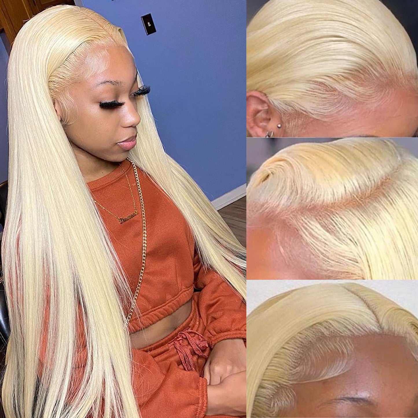 Myecool 30 Inch 613 Lace Front Wig Human Hair 13X4 Straight 613 Hd Lace Frontal Wig Human Hair Pre Plucked Bleached Knots For Wo