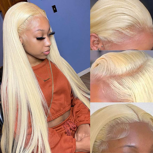 Myecool 30 Inch 613 Lace Front Wig Human Hair 13X4 Straight 613 Hd Lace Frontal Wig Human Hair Pre Plucked Bleached Knots For Wo
