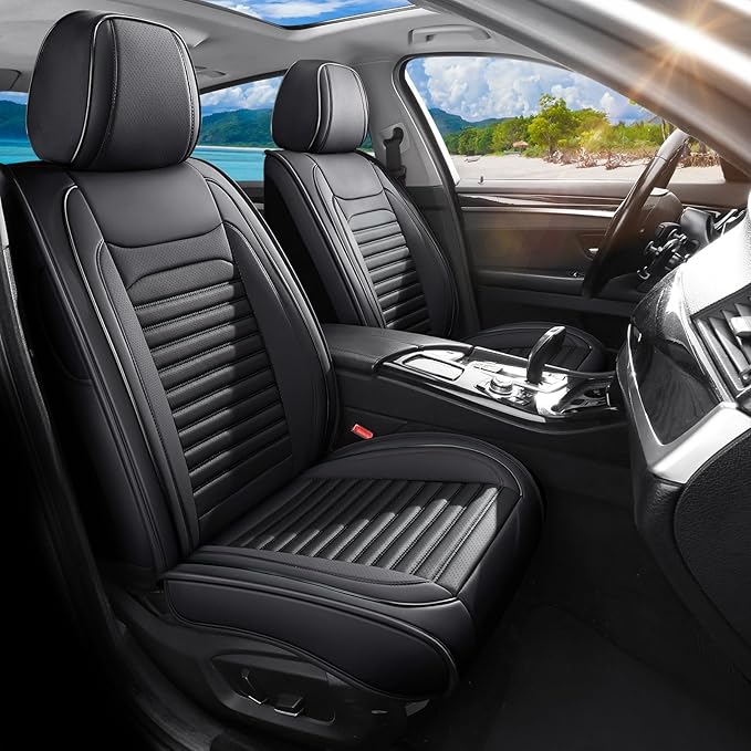Car Seat Covers Full Set Fit for Toyota Corolla 2000-2026, Premium Faux Leather Car Seat Protector,Breathable Anti-Slip Full Wrapping Edge Seat Covers(Black,Full Set)