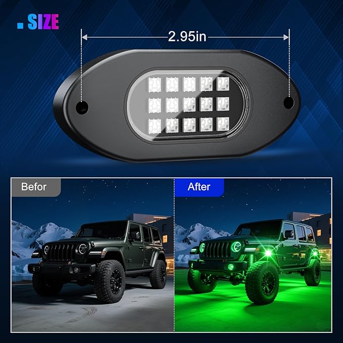 LED Rock Lights for Trucks 10 Pods,RGB Rocklights with App & Remote Control, Underglow Rock Light Kit for Trucks UTV ATV Golf Cart RZR