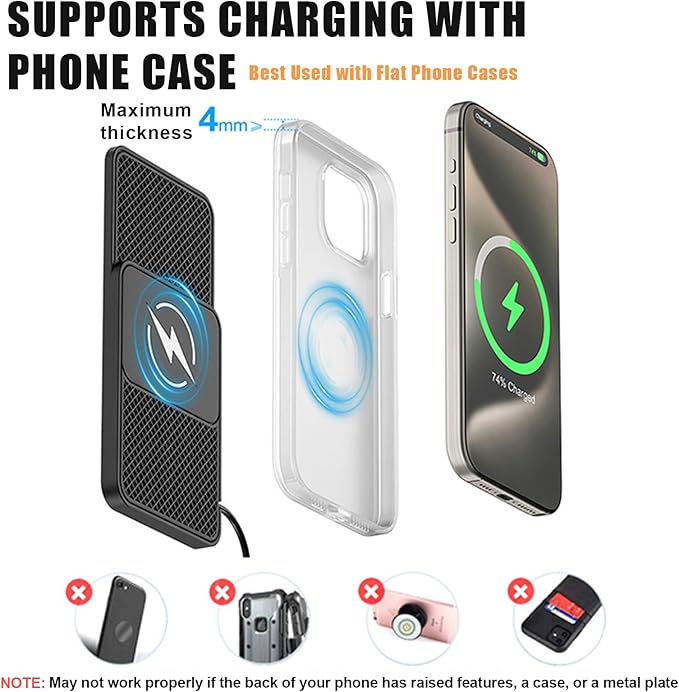 Wireless Car Phone Charger for Lexus GX460 (2010–2023), Type C/USB 20W Fast Charging Pad, Non-Slip Charging Station for Travel Home Office Desk, Lightweight,Type-C