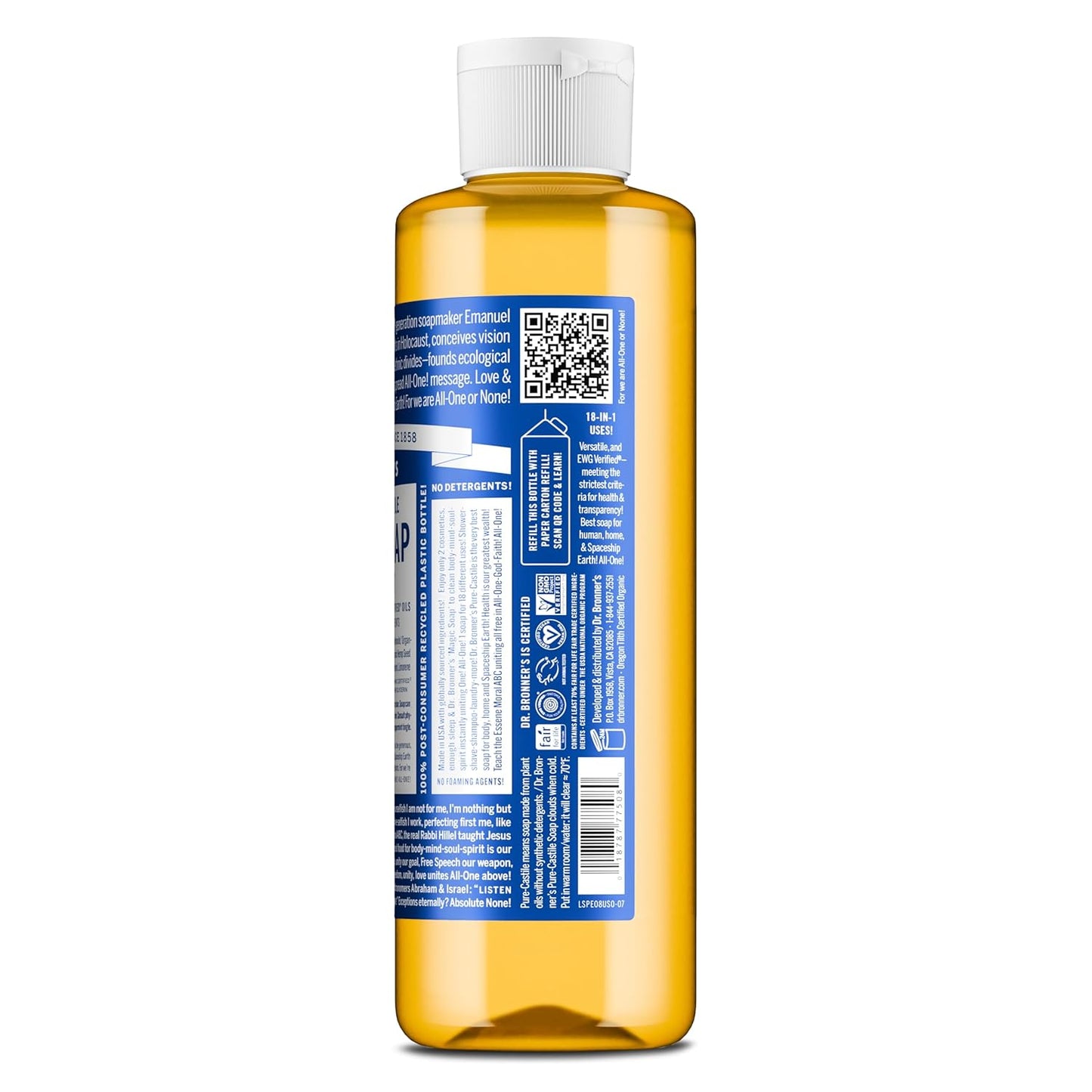 Dr. Bronner's Peppermint Pure-Castile Liquid Soap | 16 Oz | 2-Pack | Vegan & Organic