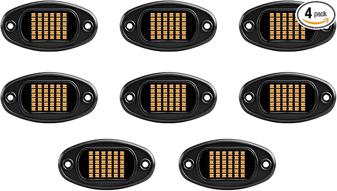 GSRECY Rock Lights Ultra Bright LED Neon Underglow Lights Waterproof for Trucks Pickup SUV UTV ATV RZR Car Boats Motorcycle (Yellow, 8 Pods)