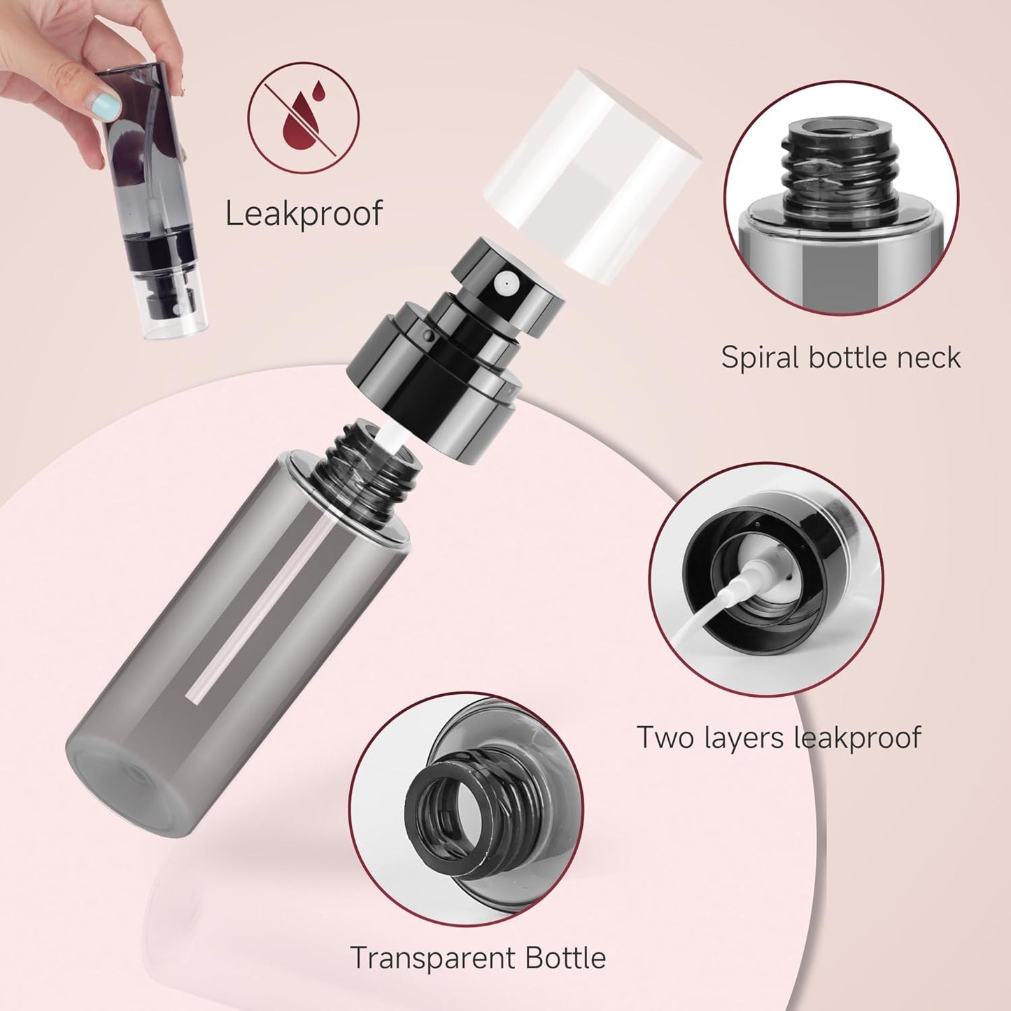 9Pack Small Spray Bottle, 1oz Black Plastic Fine Mist Mini Spray Bottles, Empty Refillable Travel Spray Bottle, Mister Spray Bottle for Hair, Cleaning, Salons, Planting, Skin Care