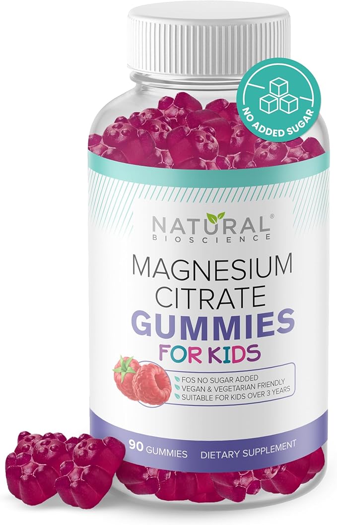 Sugar Free Magnesium Gummies for Kids 100mg - Chewable Magnesium Supplement, Calm & Sleep Support, Anti-Stress, Bone Health, Muscle Relaxation, Non-GMO Gluten-Free, All Natural 90 Vegan Gummies