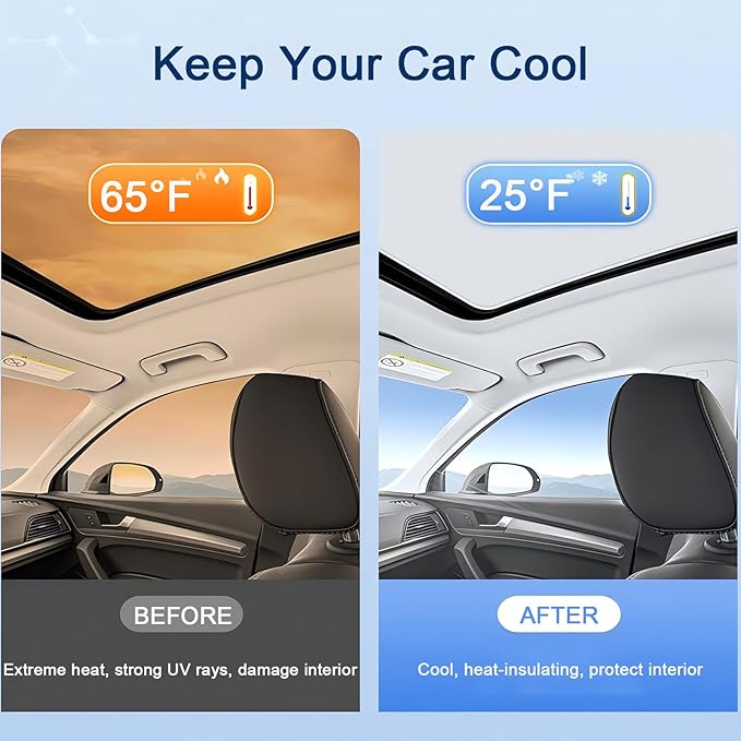 Glass Roof Sun Shade Compatible with Volvo Accessories C40 2021-2023, Foldable One-Piece Sunshade Roof, Heat Insulation Sun UV Protection Car Sunroof Sunshade