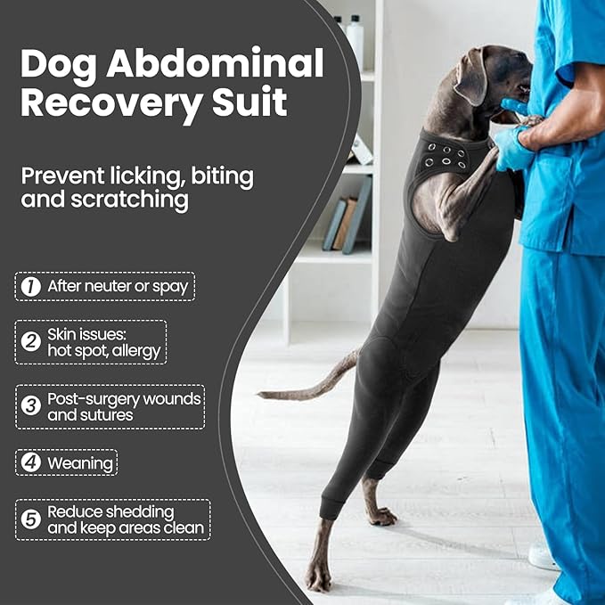 Nanaki Dog Wound Care Shirt, Dog Leg Sleeve To Stop Licking Rear Leg And Abdomen, Doggy Surgery Suit Female Spay,Doggy Onesie For Surgery Female Male, Pet Surgical Recovery Suit Pet Wound Heal Clothes