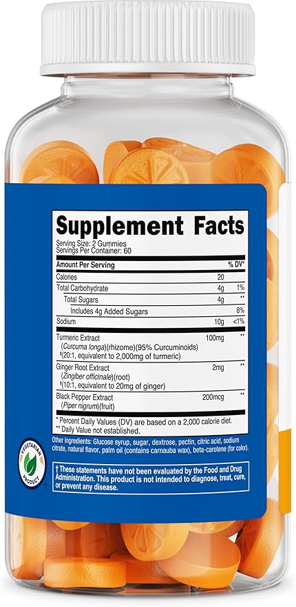 Nutricost Turmeric Gummies 2,000mg Tumeric per Serving (120 Gummies) - 60 Servings