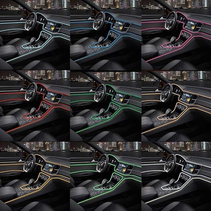 ABALDI El Wire Car Neon Light Flexible Neon Light for Car Interior Light Decoration(5m/16ft,Fluorescent Green)