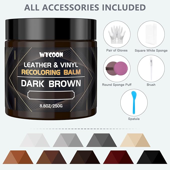 Leather Recoloring Balm & Color Restorer | Light Brown Leather Dye, Paint & Repair Kit for Furniture, Couches, Car Seats, Shoes|Restore Faded & Scratched Surfaces