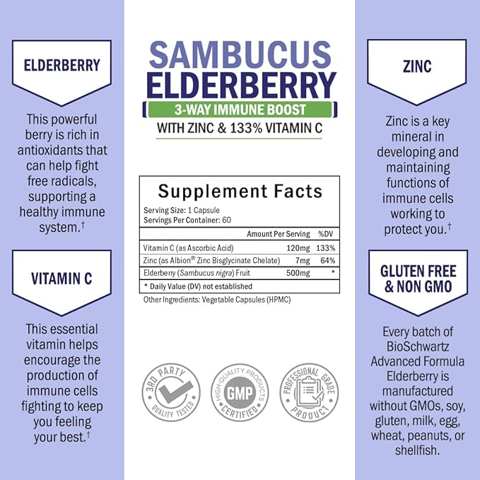 Advanced Strength Pre and Probiotics Supplement with Digestive Enzymes (2 Month Supply) Plus Elderberry with Zinc and Vitamin C for Adults Immune Support (2 Month Supply)