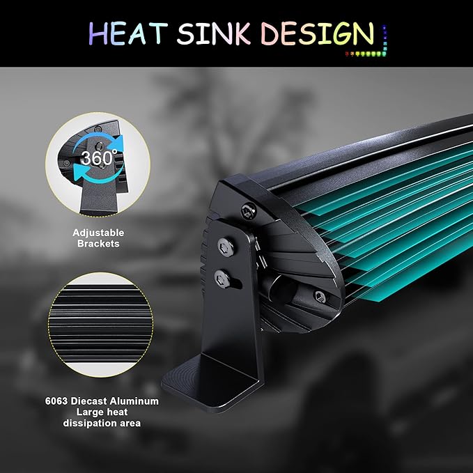 32" Curved RGB LED Light Bar 2X 4 Flood LED Pods with Chasing RGB Halo 16 Solid Colors Offroad Driving Fog Lights with Switch Wiring Harness