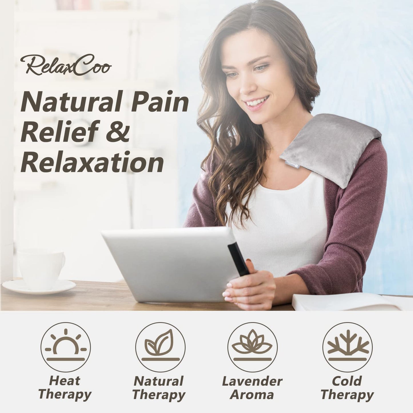 Heating pad Microwavable with Washable Cover 6 * 12" Microwave Moist Heat Pad for Neck Shoulder, Cramps, Back Pain Relief, Warm Compress Rice Bean Bag Hot Pack for Muscles, Joints, Lavender