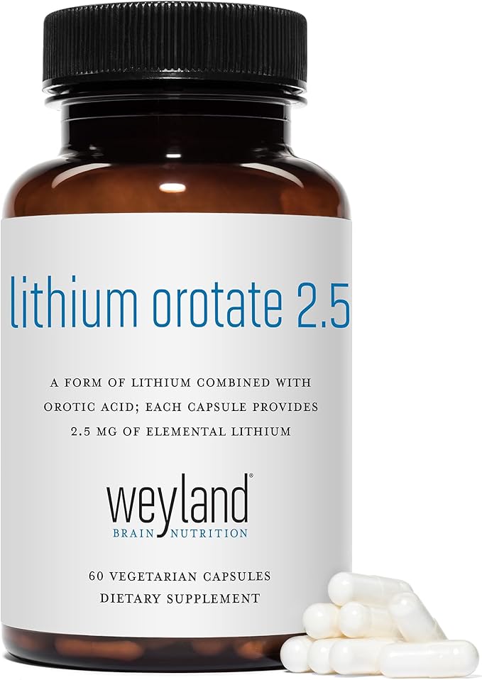 Lithium Orotate 2.5mg (3 Bottle), 180 Vegetarian Capsules, Lithium Supplement Supports Healthy Mood, Behavior, Memory and Wellness