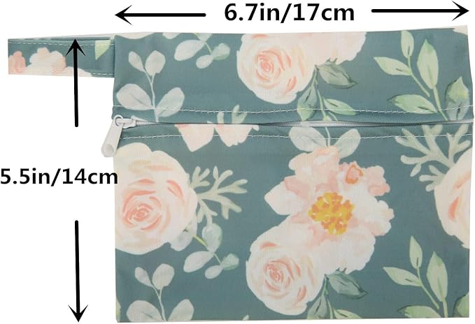 5 Small Panty Liners 1 Wet Bag Cloth Menstrual Pads Reusable Washable (Peacock, S Panty Liners)