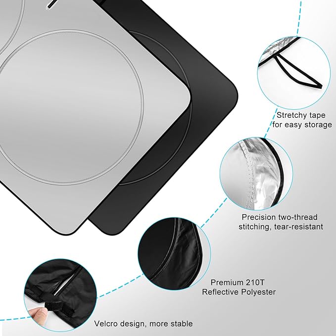 YUGUANG 2 Pack Car Windshield Sun Shade, 240T Thickened Sun Shade for Car Front Windshield Blocks Heat U-V Rays to Keeps Cars Interior Cool (59.1 x 31.5inch)