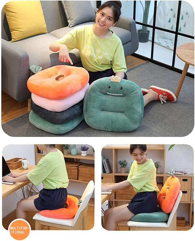 Cartoon Plush Car Booster Seat Cushion, Cute Funny Car Seat Cushion Heightening,Chair Cushion for Office Sofa Living Room (Cactus)