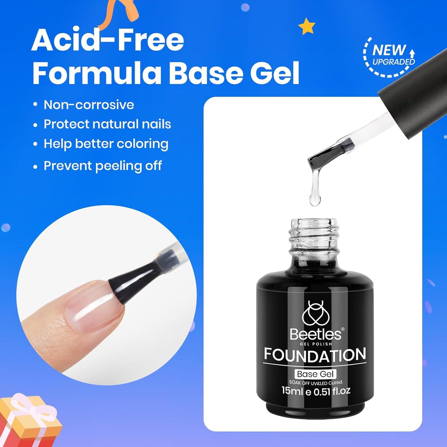 15ml No Wipe Gel Top Coat & Base Coat Set | Long-Lasting Shine for Women