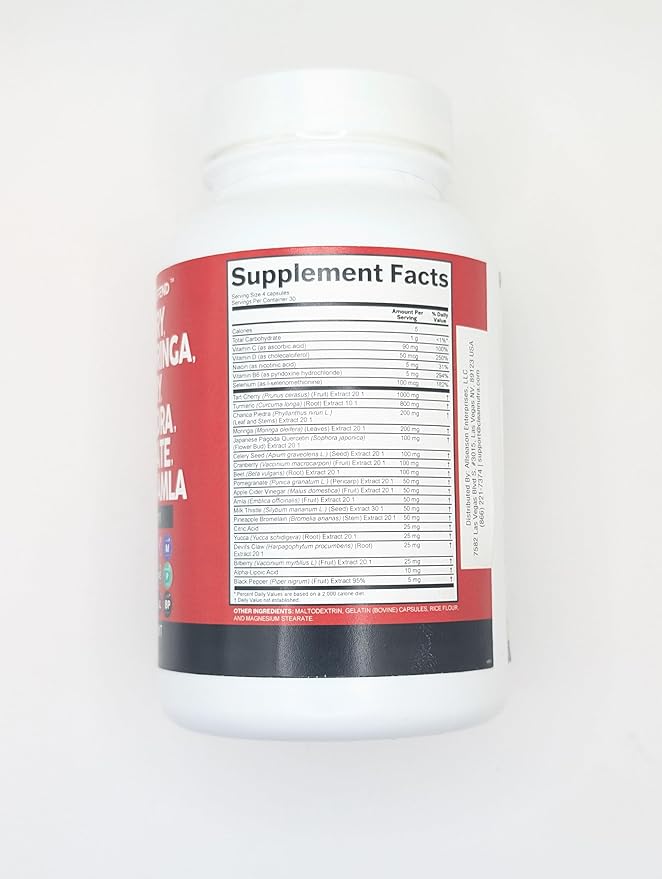 Clean Nutraceuticals Tart Cherry Extract Capsules with Turmeric Moringa Cranberry Chanca Piedra Celery Quercetin ACV Pomegranate L Selenomethionine - 3Pack