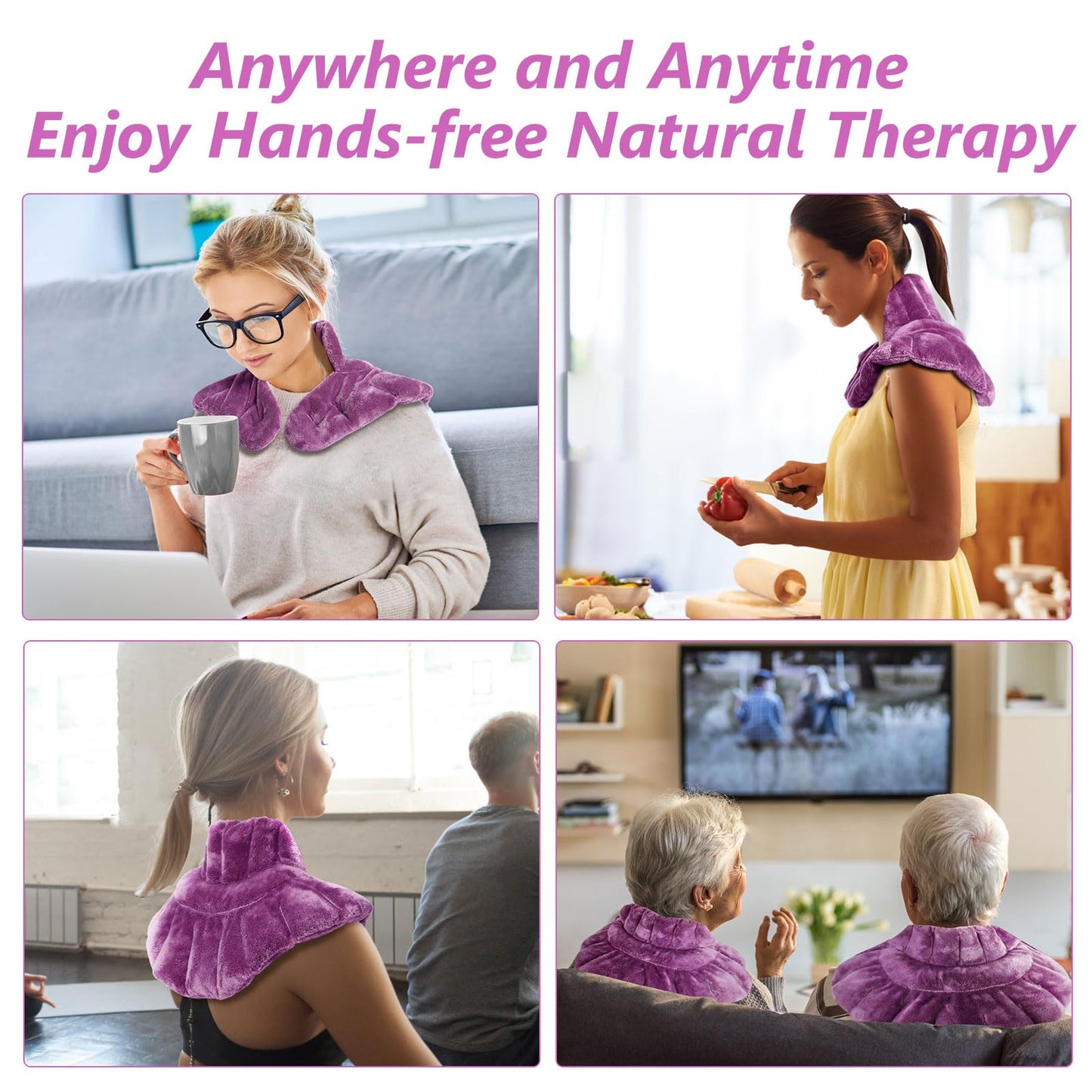 Heating pad Microwavable with Washable Cover 6 * 12" Microwave Moist Heat Pad for Neck Shoulder, Cramps, Back Pain Relief, Warm Compress Rice Bean Bag Hot Pack for Muscles, Joints, Lavender