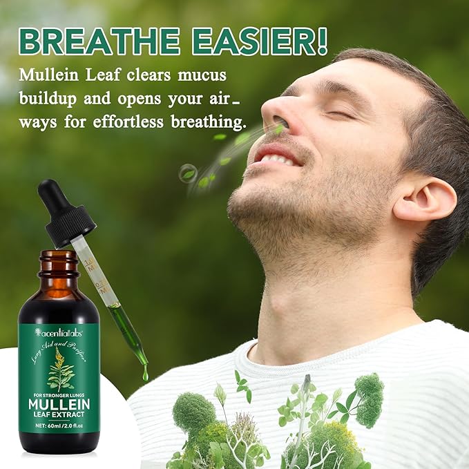 Mullein Drops, Mullein Leaf Extract for Lungs, Mullein Leaf Drops for Lung Cleanse and Phlegm, Fast Absorption Powerful Mullein Extract for Stronger Lungs (2)