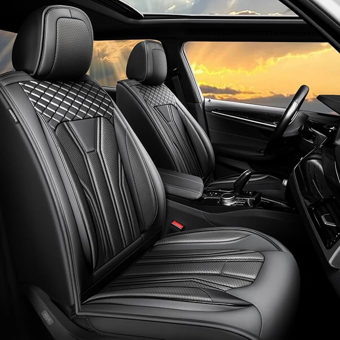 Fit CRV Car Seat Covers Premium Leather for Honda CRV cr-v 2011-2025 2026. Waterproof， Breathable, Scratch-Resistant & All-Weather Seat Cushion Protector (Full Set,All Black)