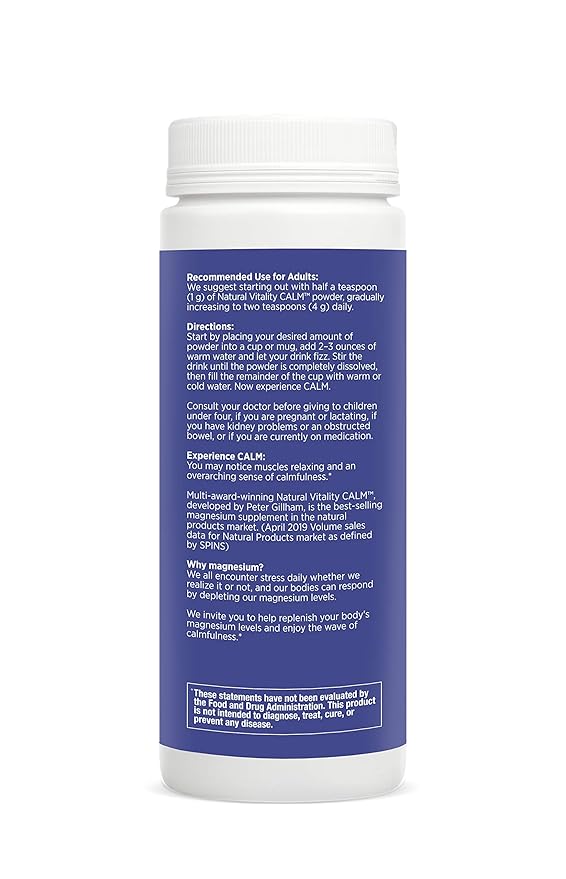 Natural Vitality Calm, Magnesium Citrate Supplement, Anti-Stress Drink Mix Powder, Lemon - 8 Ounce (Packagaing May Vary)