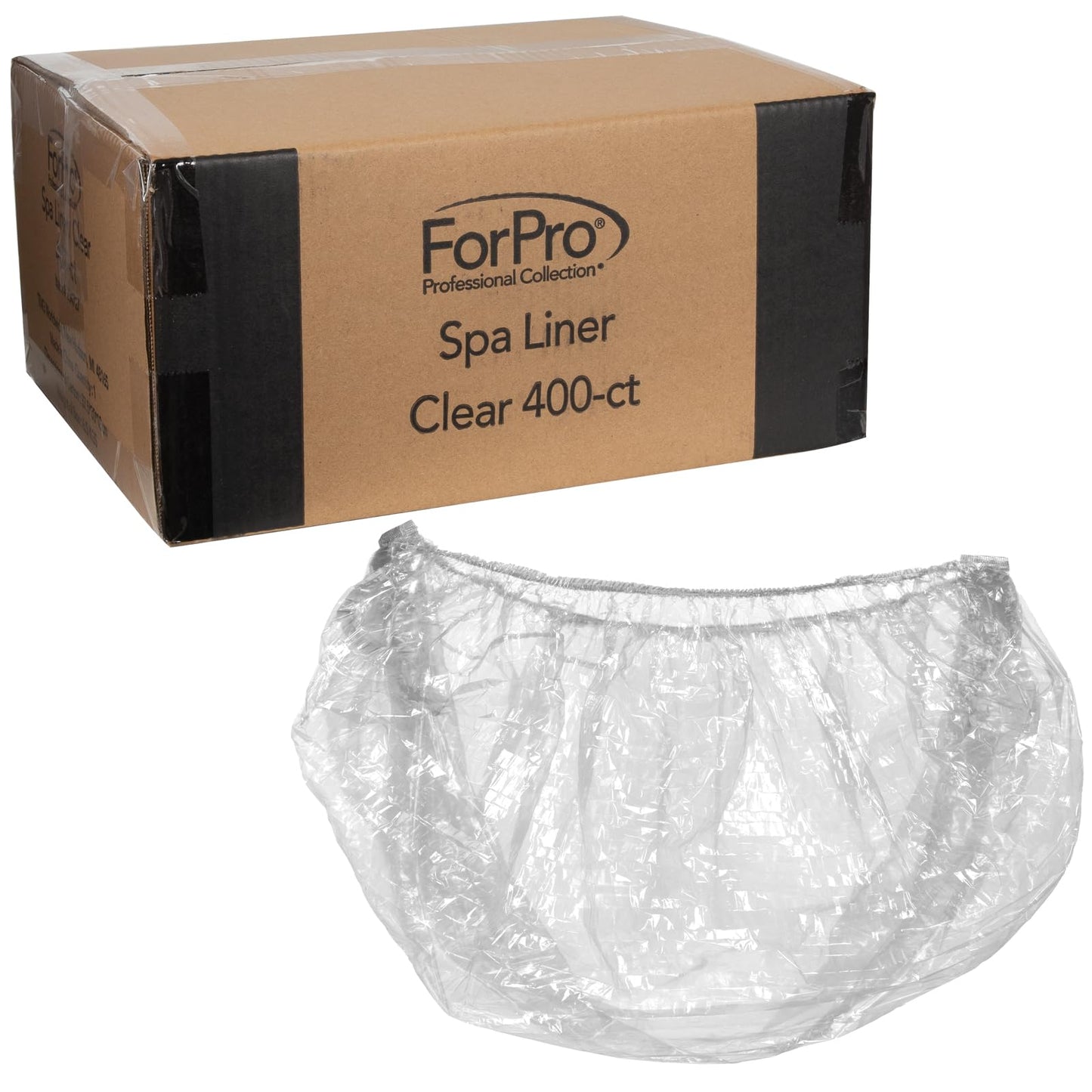 Forpro Professional Collection Spa Liners, Fit All Pedicure Spas, Disposable Liners, Clear, 400-Count