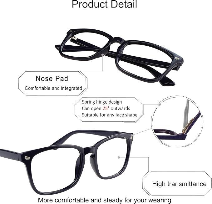 YEIN Bifocal Reading Glasses with Blue Light Blocking Lenses, Bifocal Reader for Women and Men, Vintage Square frame with Spring Hinge (+0.00/+1.50 magnification)