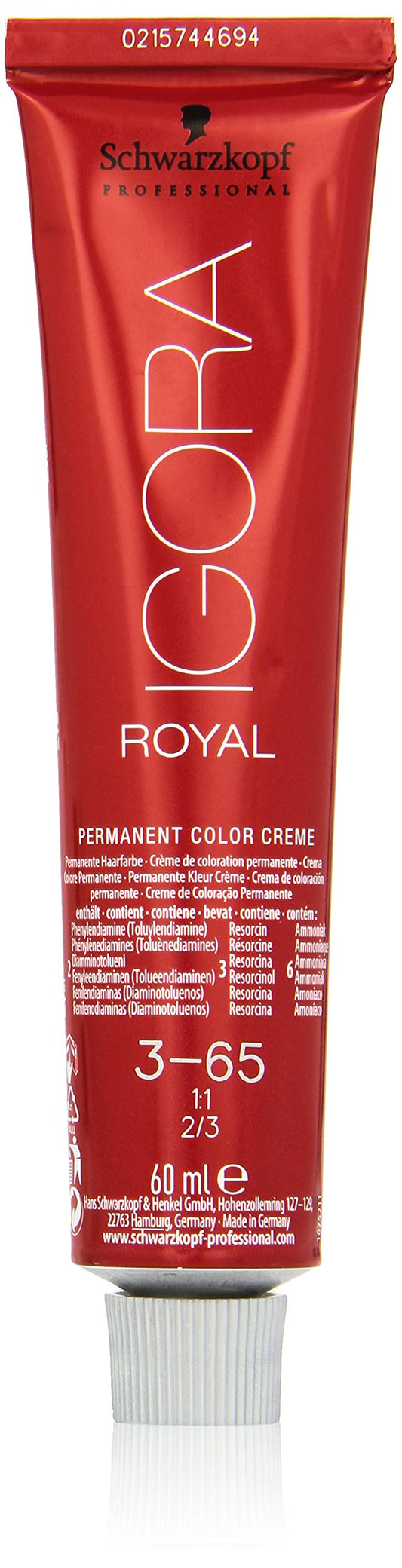 Schwarzkopf Igora Royal Permanent Creme Hair Color 2Oz/60Ml (3-65)
