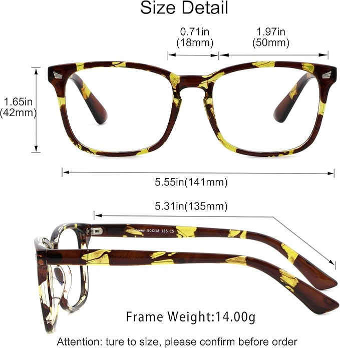 YEIN Bifocal Reading Glasses with Blue Light Blocking Lenses, Bifocal Reader for Women and Men, Vintage Square frame with Spring Hinge (+1.00/+4.00 magnification)