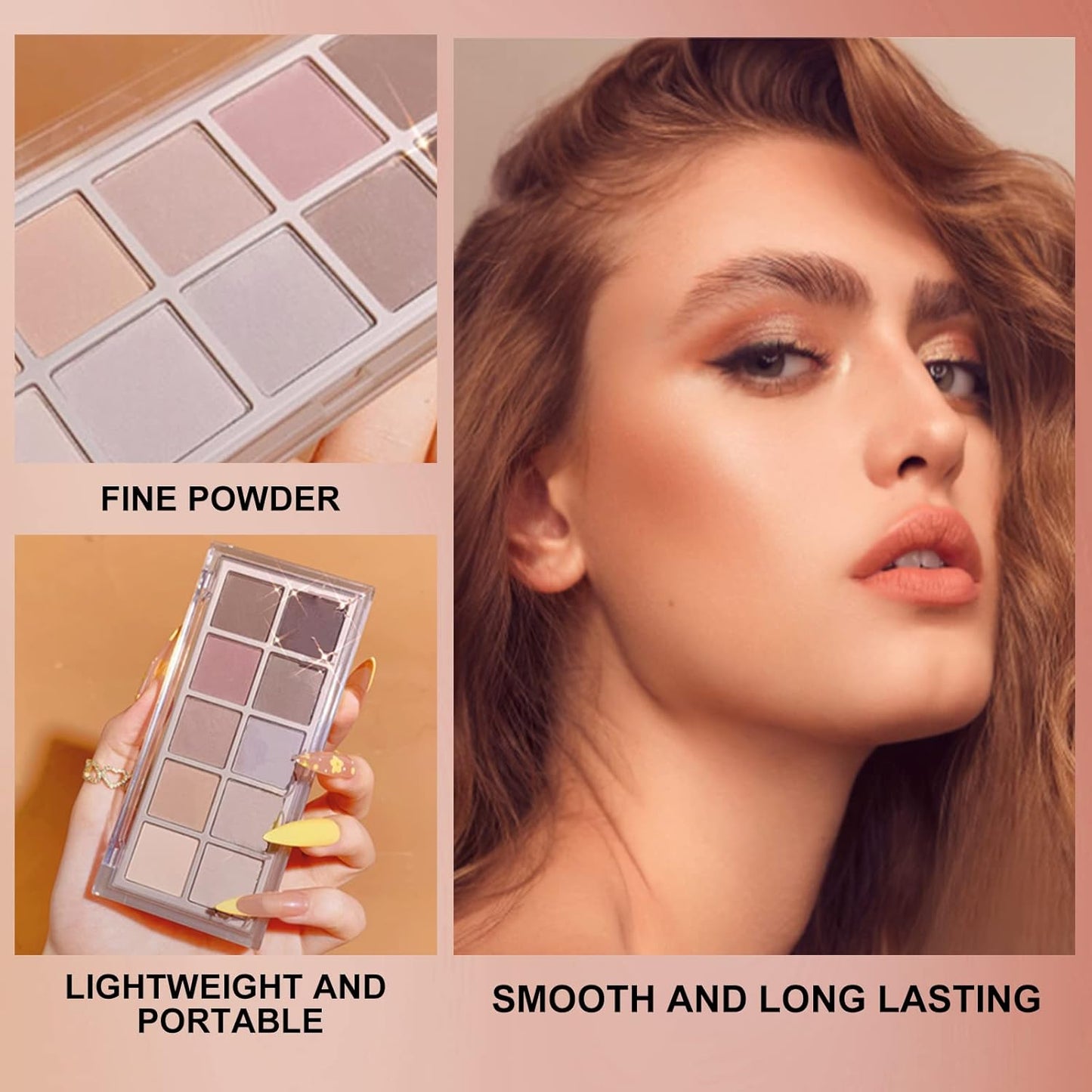 Erinde 10 Colors Matte Eyeshadow Palette, Grey Brown Eye Shadow Palette Makeup, Neutral Taupe Eye Makeup Pallet, Ultra-Blendable, Long Lasting Natural Nude Eyeshadow Pallete for Older Women, Cement