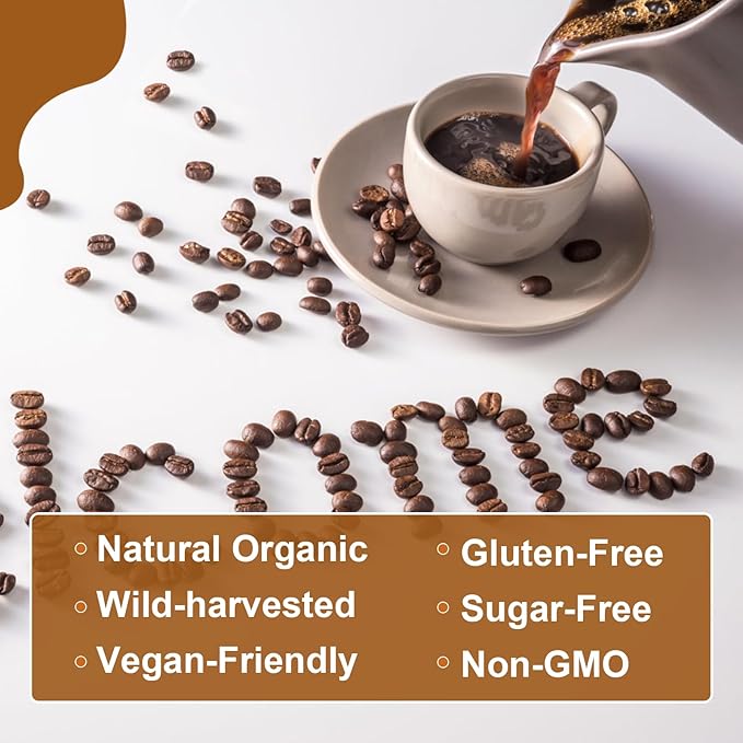 Mushroom Coffee - Lions Mane Mushroom Powder Instant Coffee with Lion's Mane, Reishi, Chaga, Cordyceps, Turkey Tail - 250g Mushroom Coffee Alternative for Energy, Mental Clarity & Focus, Brain Booster