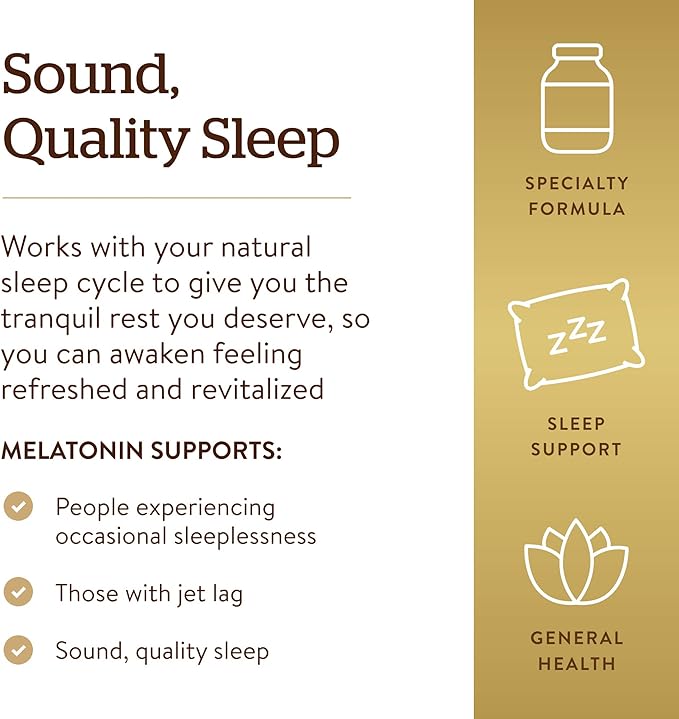 Solgar Melatonin 10mg Tablets HighDosage Helps Promote Relaxation Sleep ClinicallyStudied Melatonin Supports Natural Sleep Cycle Vegan Gluten Free Dairy Free Kosher Servings, 60 Count
