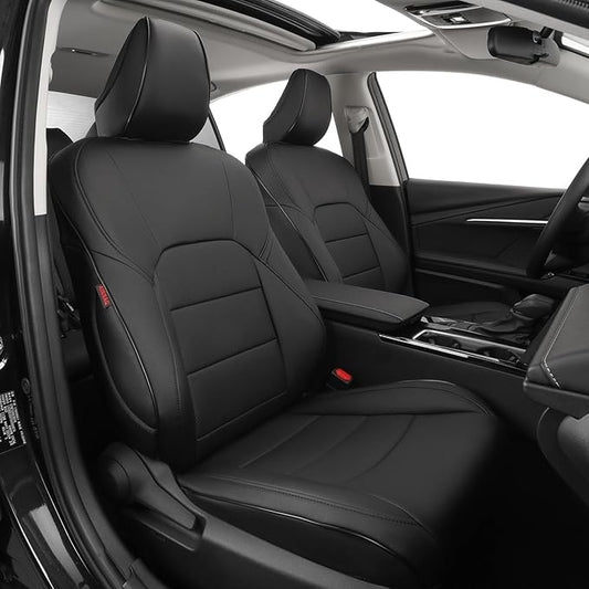 EKR Camry Car Seat Covers for Toyota Camry Hybrid LE,Hybrid SE 2018 2019 2020 2021 2022 2023 2024,Leather Car Seat Cover Full Set for Trucks SUV-Faux Leather(Black)