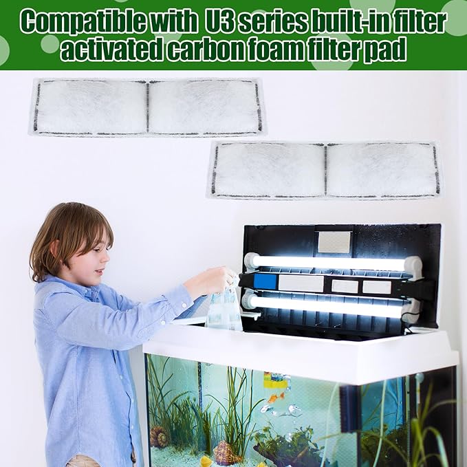 Pangda 8 Pcs Carbon Filter Foam Pad Compatible with U3 Range of Internal Underwater Sponge Aquarium Underwater Filter Accessories for Internal Replacement Aquarium Fish Tank