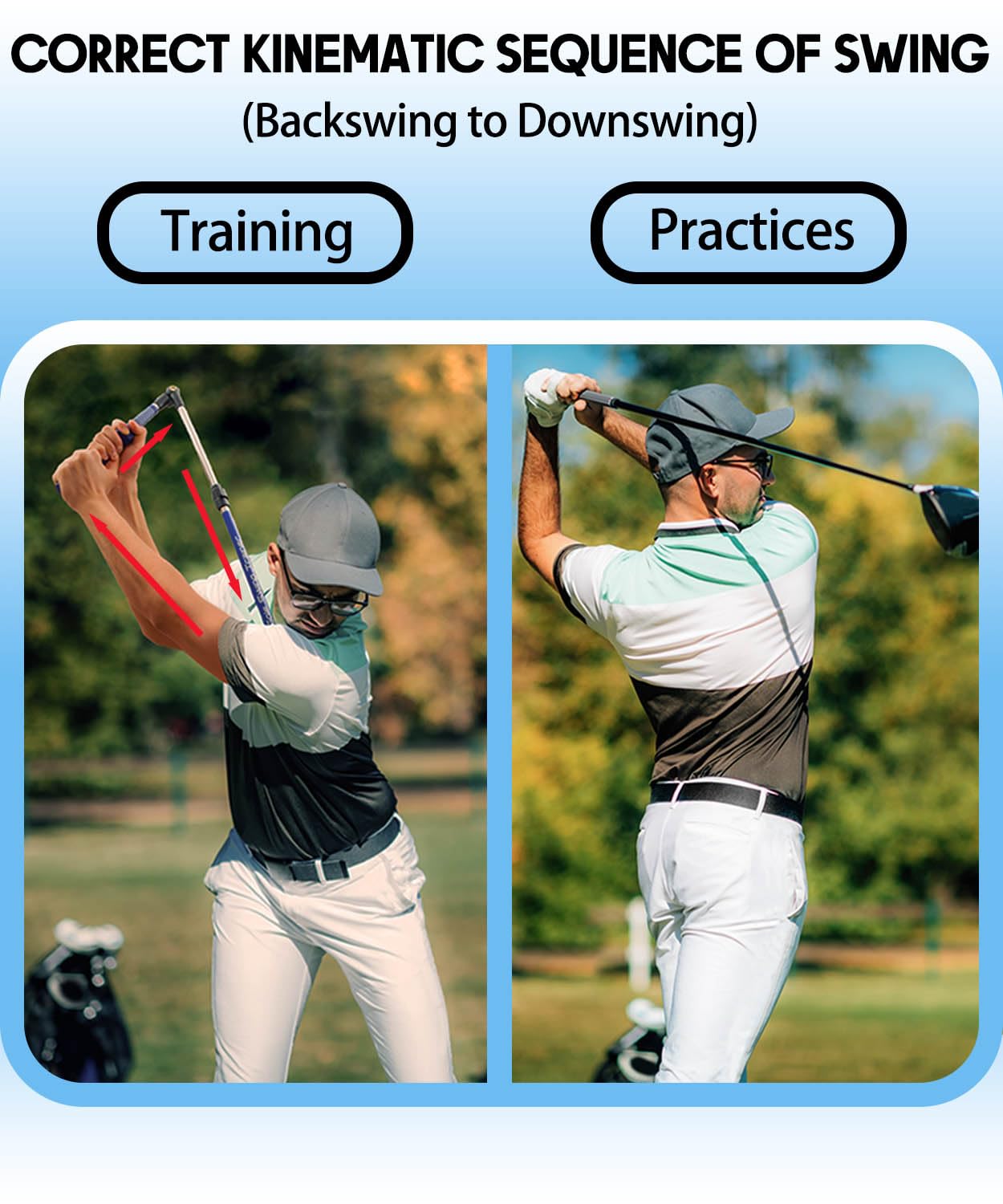 Zcoorey Golf Swing Trainer aid - Golf Training aid to Improve Hinge, Forearm Rotation, Shoulder turna and Grip.Portable Collapsible Swing Trainer Equipped with Golf Grip Trainer