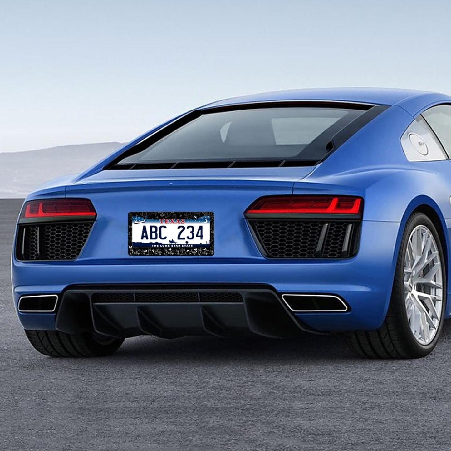 Black White Cat License Plate Frame Butterfly Floral License Plate Frames Funny Auto Accessories Bracket Stainless Steel License Plate with Screws 6x12Inch