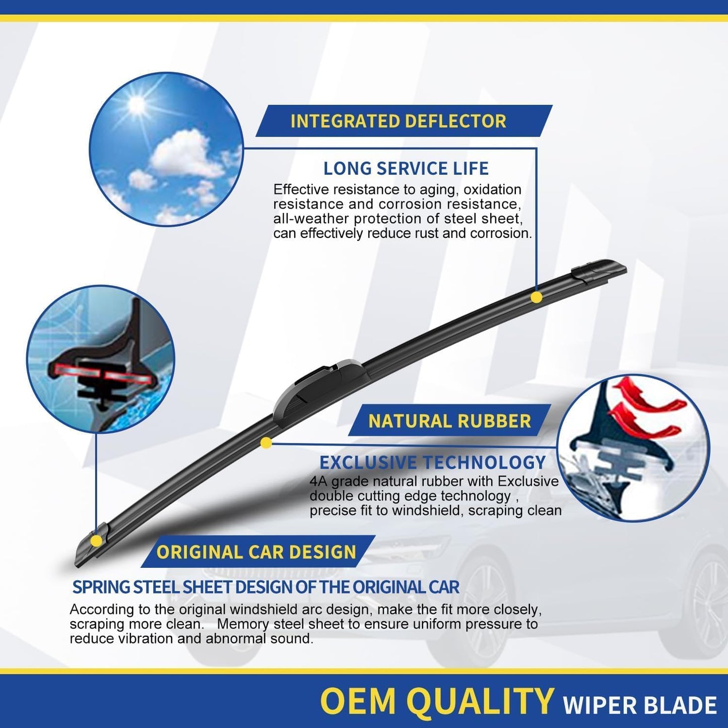 3 wipers Replacement for 2019 2020 2021 Acura RDX Original Equipment Windshield Wiper Blades Set 26"+18"+12" (Set of 3) U/J HOOK