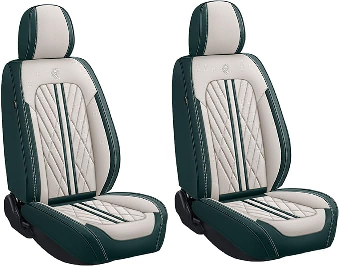 Premium Nappa Leatherette Car Seat Cover Set Custom Fit for Honda CR-V CRV 2000-2023 2024 2025 2026 Water-Proof Breathable Faux Leather Seat Cushion Protectors (Front 2 Seats,Beige Green)