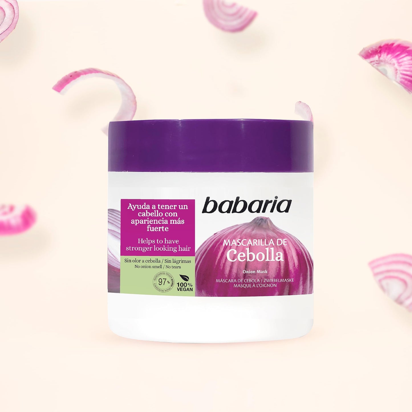 Babaria Onion Hair Mask - No Smell, No Tears - Purifying and Antioxidant Properties - Improves Hair Growth - Adds Gloss and Shine - Reduce Itchy Scalp, Dandruff, and Frizz - 13.5 oz Masque