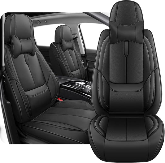 Fit for 98% of Mercedes Benz Car Seat Covers with Headrests, Premium Nappa Leather Seat Cover, Fully Wrapped Protect Modern Style Seat Cover (2-Seat Luxury, Classic Black)
