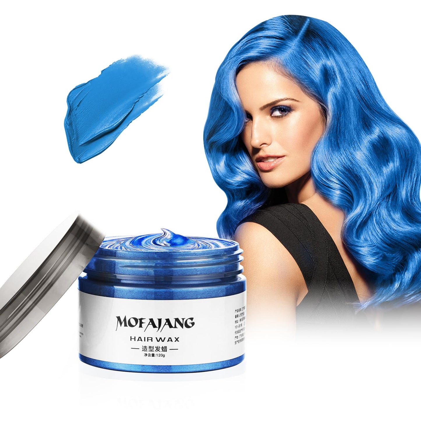 Temporary Hair Color Wax 4.23 Oz-Instant Hairstyle Cream Hair Pomades Hairstyle Wax For Party Cosplay Easy Cleaning(1, Blue)