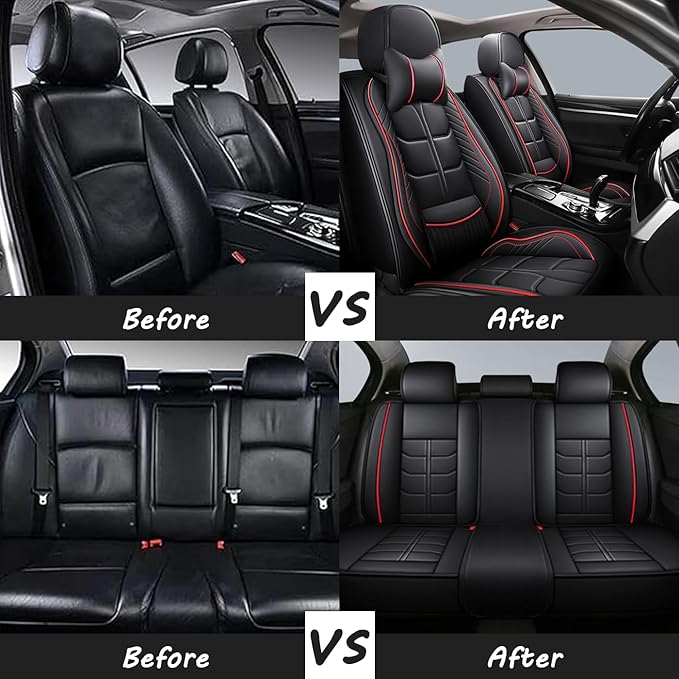 Leather Car Seat Covers Fit for Toyota RAV4 EV 2012-2013, 5 Seater Car Seat Cover, Premium Waterproof, Scratch Resistant Car Interior Accessories (Full Set with Pillow Beige)