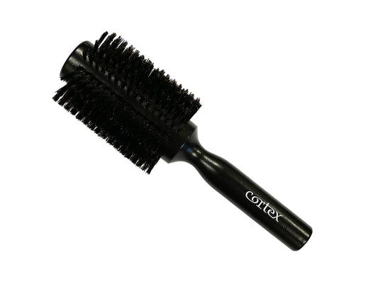 Cortex Professional Boar Bristle Brush For Women And Men - Round Hair Brush For All Hair Types, Soft Bristles, 1.4'' Barrel, Bla